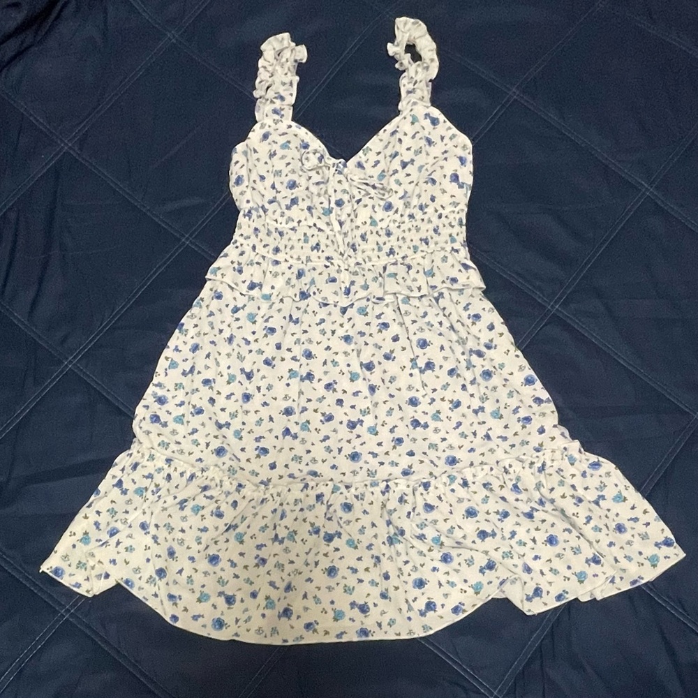 Charlotte Russe Floral Blue White Short Dress Size Small